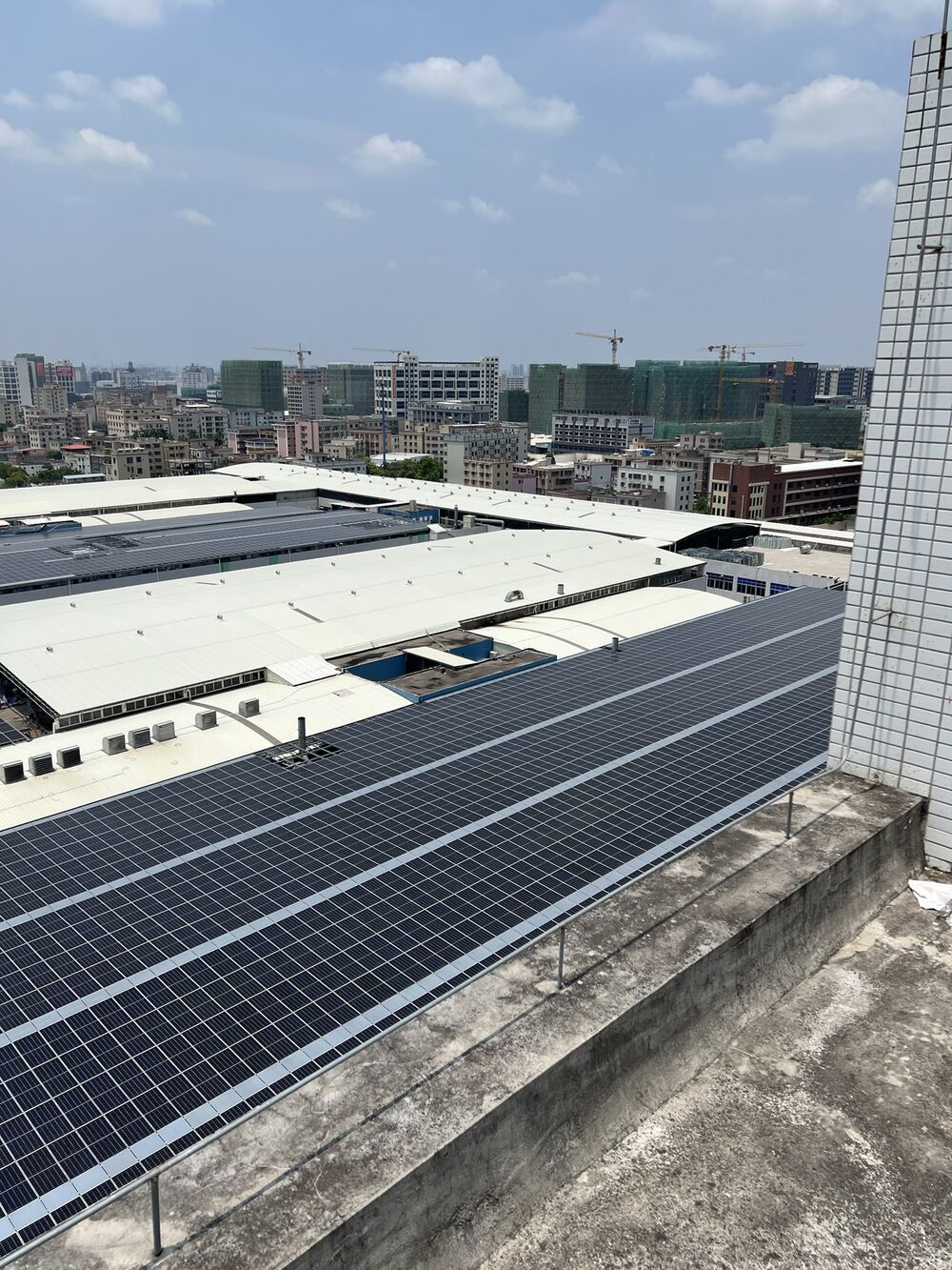 Solar arrays covering the plant rooftops in Zhongshan