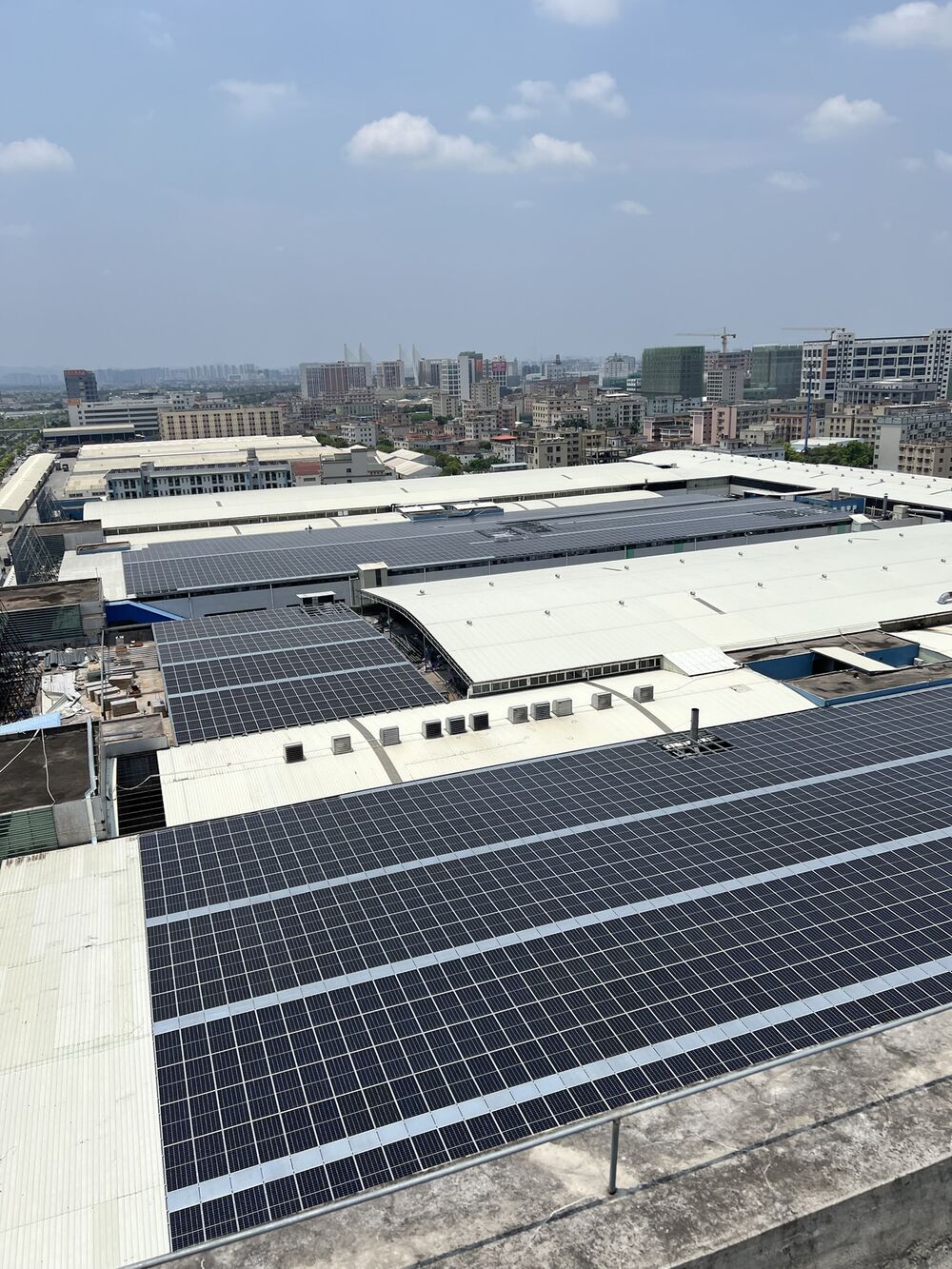 Rows of rooftop solar panels